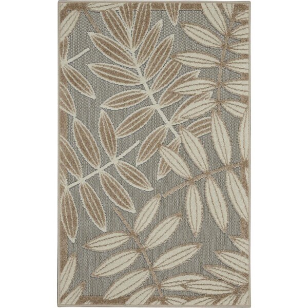 Homeroots 3 x 4 ft. Natural Leaves Indoor & Outdoor Area Rug 384953 - main